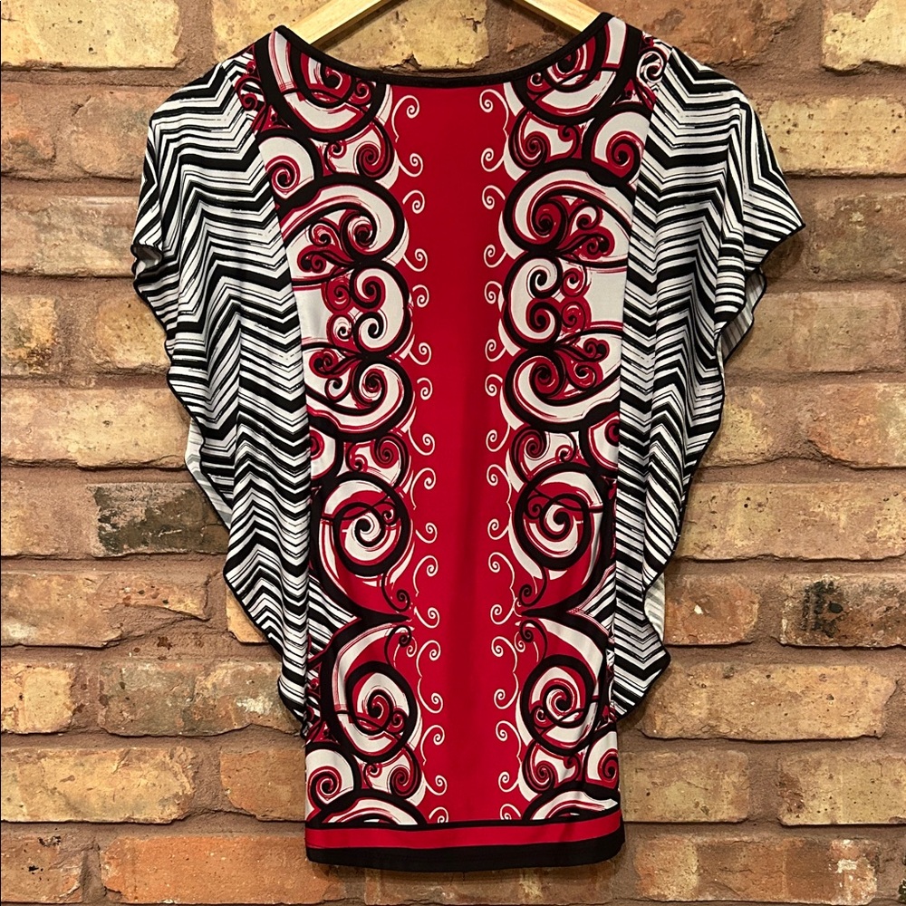 Chic Black and Red Swirl Women's Blouse - Picture 5 of 5